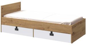 Jednolôžková posteľ do študentskej izby 90x200 BASHIRA - dub / biela