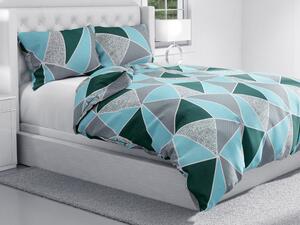 Biante Bavlnené posteľné obliečky Sandra SA-334 Modro-zelené trojuholníky Predĺžené 140x220 a 70x90 cm