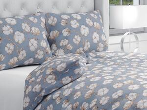 Biante Bavlnené posteľné obliečky Sandra SA-234 Kvety bavlníka na modrosivom Predĺžené 140x220 a 70x90 cm