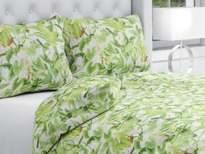 Biante Bavlnené posteľné obliečky Sandra SA-297 Zelené izbové rastliny na bielom Predĺžené 140x220 a 70x90 cm