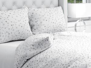 Biante Bavlnené posteľné obliečky Sandra SA-049 Drobné sivé kvietky a motýliky na bielom Jednolôžko 140x200 a 70x90 cm