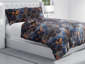 Biante Bavlnené posteľné obliečky Sandra SA-232 Tmavo modré hexagóny Jednolôžko 140x200 a 70x90 cm