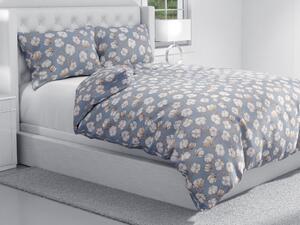 Biante Bavlnené posteľné obliečky Sandra SA-234 Kvety bavlníka na modrosivom Jednolôžko 140x200 a 70x90 cm