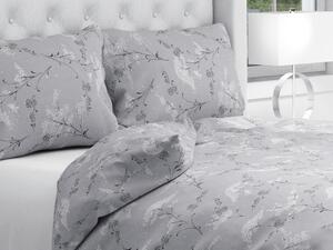 Biante Bavlnené posteľné obliečky Sandra SA-087 Biele lúčne kvety na sivom Predĺžené 140x220 a 70x90 cm