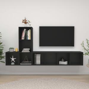 3-dielna súprava TV skriniek čierna drevotrieska