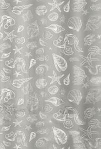 Erga Peva, sprchový záves s háčikmi (12ks) 200x180 cm, šedá vzor Mare, ERG-08269