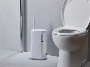 Biela WC kefa so stojanom na toaletný papier Joseph Joseph Flex