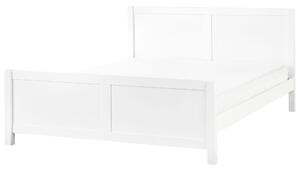 Posteľ biela kaučukové drevo 180 x 200 cm rám postele s čelom lamelový rošt minimalistický rustikálny štýl