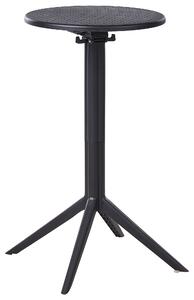Okrúhly bistro stolík čierny syntetický materiál 60 x 60 cm sklopná stolová doska vonkajší odolný stôl na balkón