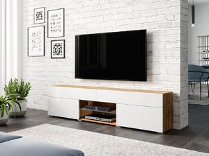 Televízny stolík CHIKAKO - dub wotan / lesklý biely
