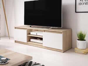 Televízny stolík s LED osvetlením KIKUKO - dub sonoma / biely