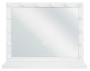 Nástenné zrkadlo biely rám s LED žiarovkami 50 x 60 cm obdĺžnikové hollywoodske
