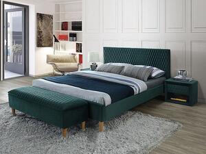 Čalúnená manželská posteľ NEVIO - 160x200 cm, zelená
