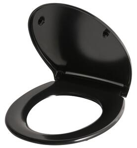 WC doska s pomalým sklápaním čierna duroplast lesklá 45 x 37 cm ľahko odnímateľná kúpeľňové doplnky tradičný štýl kúpeľňa toaleta