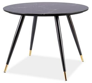Okrúhly jedálenský stôl ELON - čierny kameň / čierny / zlatý