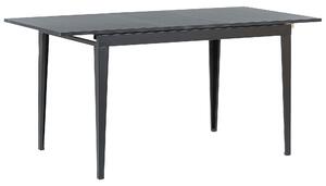 Rozkladací jedálenský stôl čierna MDF oceľ práškové lakovanie 120/160 x 80 cm obdĺžnikový tvar pre 6 osôb moderný štýl kuchyňa jedáleň