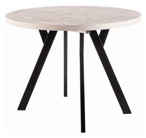 Rozkladací jedálenský stôl MALEK - biely mramor / čierny