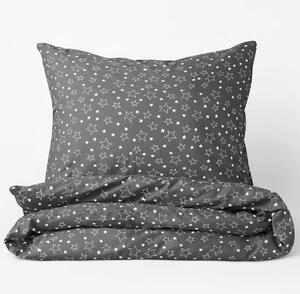 Goldea bavlnené posteľné obliečky - biele hviezdičky na sivom 140 x 200 a 70 x 90 cm