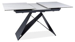 Rozkladací jedálenský stôl VIDOR 2 - 120x80, biely mramor / čierny