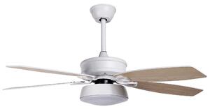 Stropný ventilátor so svetlom biely syntetický materiál kov s 5 lopatkami diaľkové ovládanie minimalistický dizajn