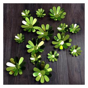 Sada 12 zelených adhezívnych 3D samolepiek Ambiance Flowers Chic
