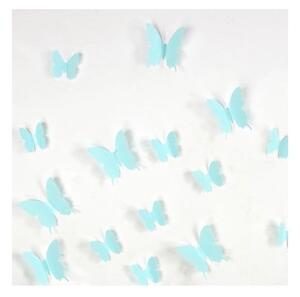 Sada 12 tyrkysových adhezívnych 3D samolepiek Ambiance Butterflies