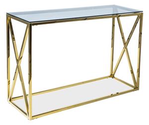 Malý konzolový stolík LAZARUS - sklo / zlatý