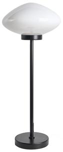 Stolná lampa čierna železná kovový podstavec biele sklenené tienidlo moderný štýl obývacia izba spálňa