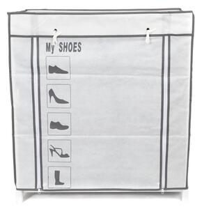 Čierno-biely textilný stojan na topánky Compactor Shoes, 25 priehradiek