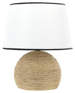 Stolná lampa biela prírodná pletený lanový podstavec 46 cm látkové tienidlo moderný štýl obývačka spálňa