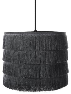 Závesná lampa čierna polyester látkové tienidlo so strapcami osvetlenie moderný štýl obývacia izba