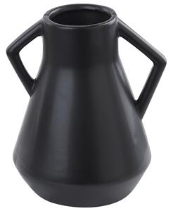 Váza na kvety čierna keramická z dolomitu 30 cm minimalistický bytový doplnok na stôl