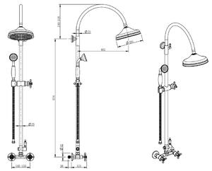 F-Design Lacrima, nástenná sprchová sada s dažďovou sprchou, retro bronzová, FD1-LRA-7SET1-66