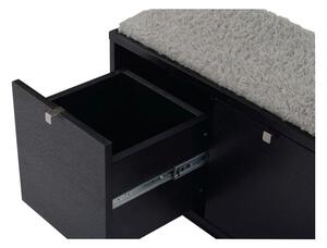Čierna lavica s úložným priestorom a so sivým sedadlom Rowico Confetti, šírka 106 cm