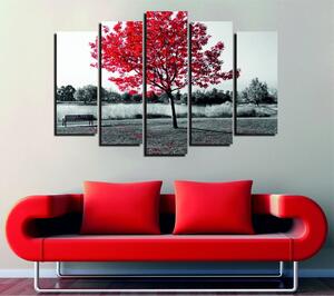 Päťdielny obraz na plátne Red Tree