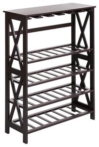 Regál na víno tmavohnedý MDF 73 x 29 x 90 cm stojan na fľaše a poháre klasický elegantný štýl bytový dekor