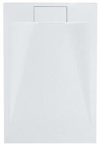 Sprchová vanička s odtokom biela SMC 80 x 120 x 3 cm obdĺžnikový tvar efekt prírodného kameňa minimalistický štýl kúpeľňa