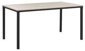 Jedálenský stôl svetlé drevo čierna drevotrieska kov 150 x 90 cm obdĺžnikový tvar pre 4 osoby moderný štýl kuchyňa jedáleň