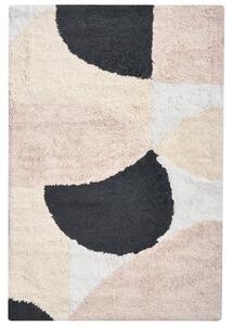 Kúpeľňová predložka béžová bavlnená obdĺžnikový tvar geometrický vzor 60 x 90 cm mäkký koberec do kúpeľne moderný dizajn