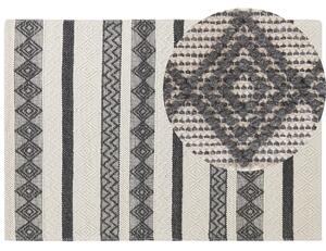 Koberec svetlobéžový a sivý 160 x 230 cm vlna a polyester ručne tkaný s geometrickým vzorom boho