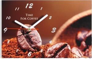 Moderné kuchynské hodiny so zrnkami kávy Hnedá