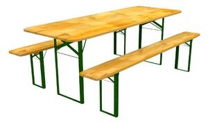 Veľký záhradný stôl s borovicového dreva s lavičkami 80 x 220 cm Hnedá