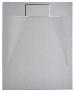 Sprchová vanička s odtokom sivá SMC 80 x 100 x 3 cm obdĺžnikový tvar efekt prírodného kameňa minimalistický štýl kúpeľňa