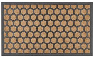 Rohožka prírodná a čierna polyester guma 45 x 75 cm PVC povlak protišmyková rohož so vzorom do interiéru moderná