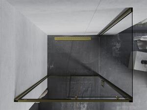 Mexen Apia sprchovací kút s posuvnými dverami 140 (dvere) x 70 (stena) cm, 5mm číre sklo, zlatý profil, 840-140-070-50-00