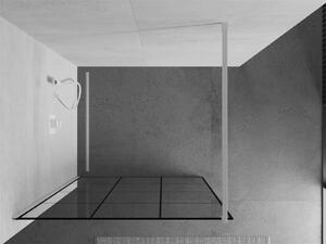 Mexen Kioto, Walk-In sprchová zástena 110 x 200 cm, 8mm sklo číre/čierny vzor, biely profil, 800-110-101-20-77