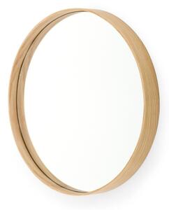 Nástenné zrkadlo s rámom z dubového dreva Wireworks Glance, ⌀ 31 cm