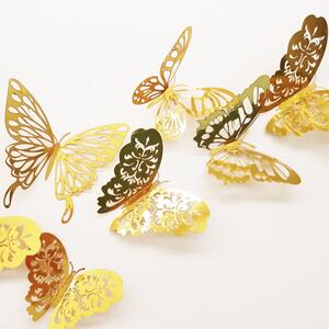 Sada 36 samolepiacich nástenných motýľov v zlatej farbe Ambiance Butterflies Gold
