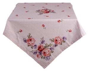 Ružový bavlnený obrus na stôl s ružami Dotty Rose - 150*150 cm - Clayre & Eef