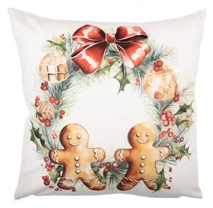 Biela obliečka na vankúš s perníčkami na venčeku - 45*45 cm - Clayre & Eef